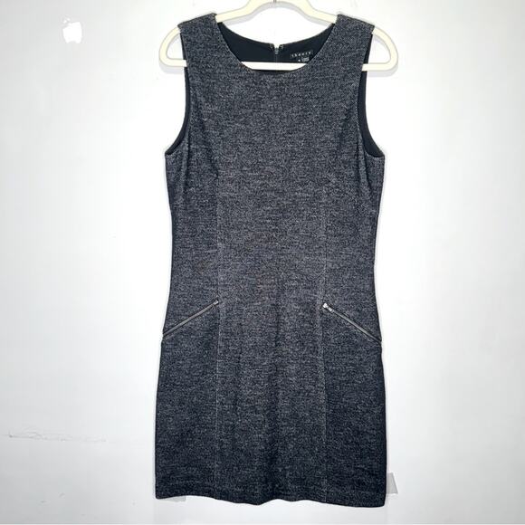 Theory Wool Blend Career Minimalist Sheat Sleeveless Mini Dress Gray Sz 12 - Picture 1 of 13